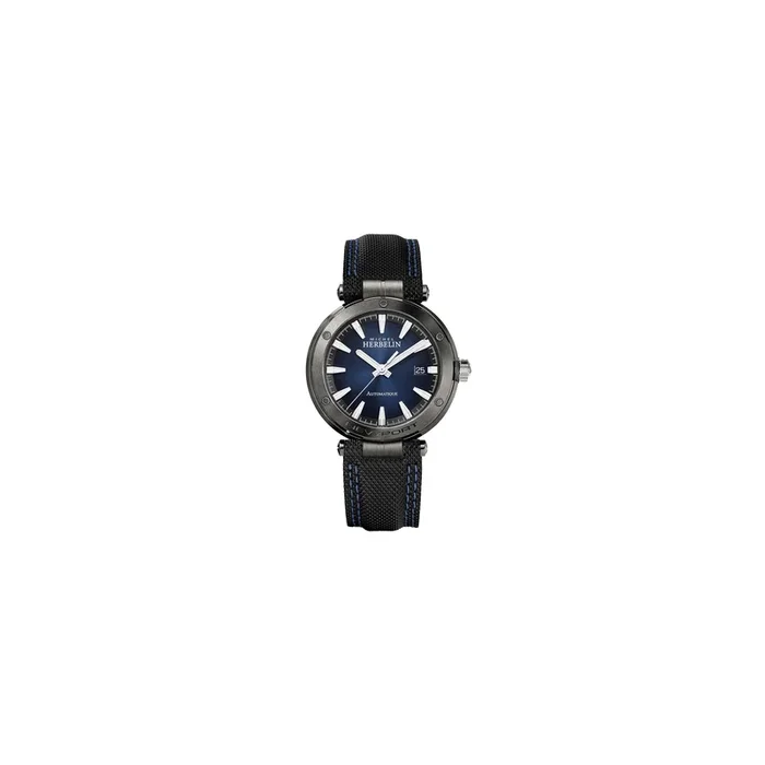 Michel Herbelin Newport automatic watch blue dial leather strap 41 mm
