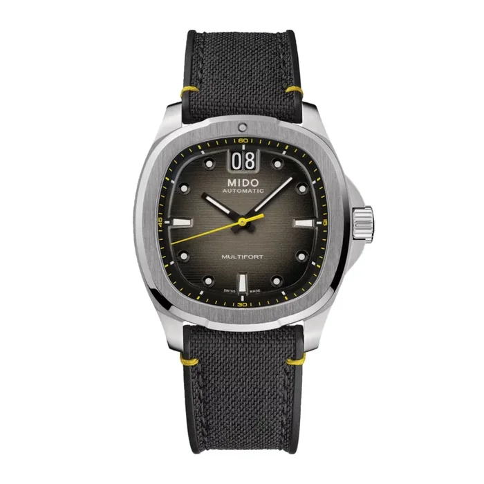 Mido Multifort TV Big Date automatic watch with black dial and black fabric strap, 40 mm M049.526.17.081.01- Lepage