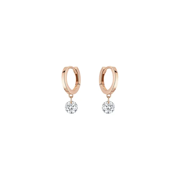 Mini créoles La Brune et La Blonde 360° en or rose 2 diamants 0,10 carat EA0034PGDI – Lepage