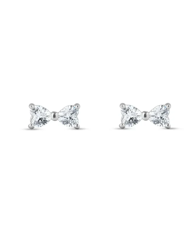 Minimal Two Stone Bow Studs Earrings