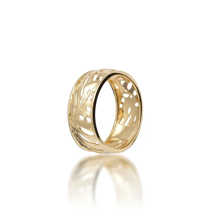 Monstera Ring in Gold – 8mm