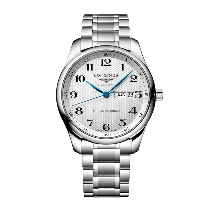 Montre Longines Master Collection Annual Calendar automatique cadran argenté bracelet acier 42 mm