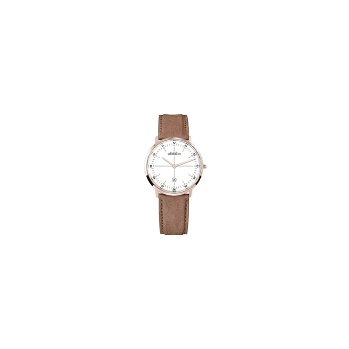 Montre Michel Herbelin City Vegan quartz cadran blanc bracelet végétal taupe 38,7 mm