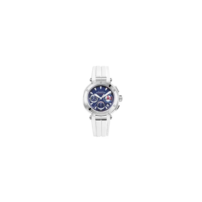 Montre Michel Herbelin Newport Edition Limitée automatique cadran bleu bracelet caoutchouc blanc 43,5 mm