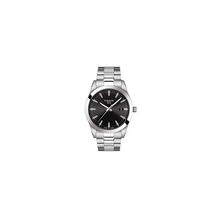 Montre Tissot T-Classic Gentleman quartz cadran noir bracelet acier 40 mm