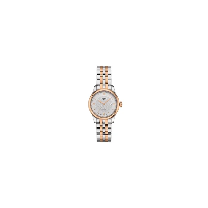 Montre Tissot T-Classic Le Locle Automatic Lady cadran argent bracelet acier bicolore 29 mm