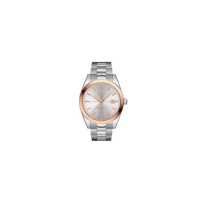 Montre Tissot T-Gold Gentleman Automatic cadran argent bracelet acier 40 mm