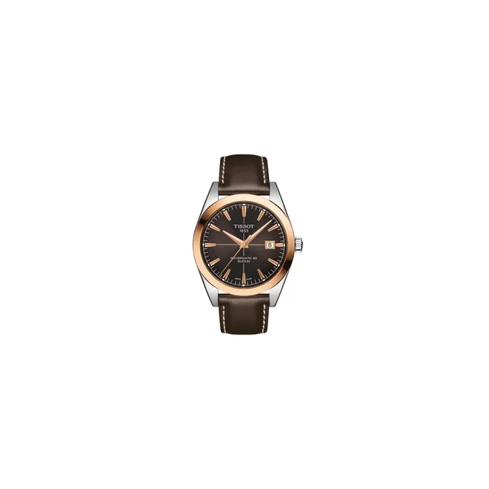 Montre Tissot T-Gold Gentleman Automatic cadran brun satiné bracelet cuir brun 40 mm