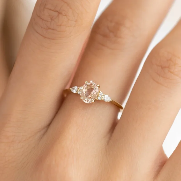 Morganite and Diamond Ring 14k Gold – Rochelle