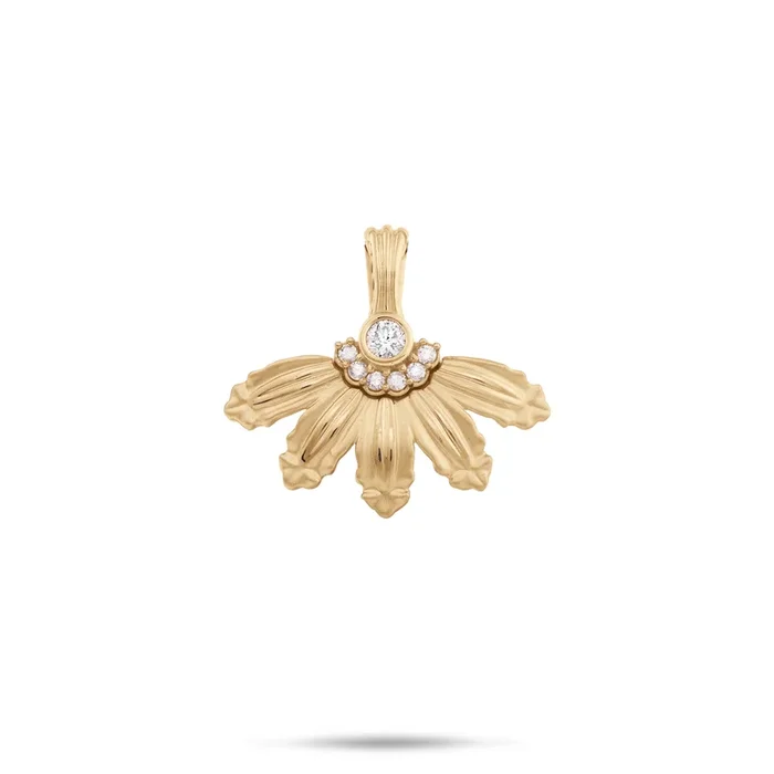 Mountain Naupaka Pendant in Gold with Diamonds – 18mm