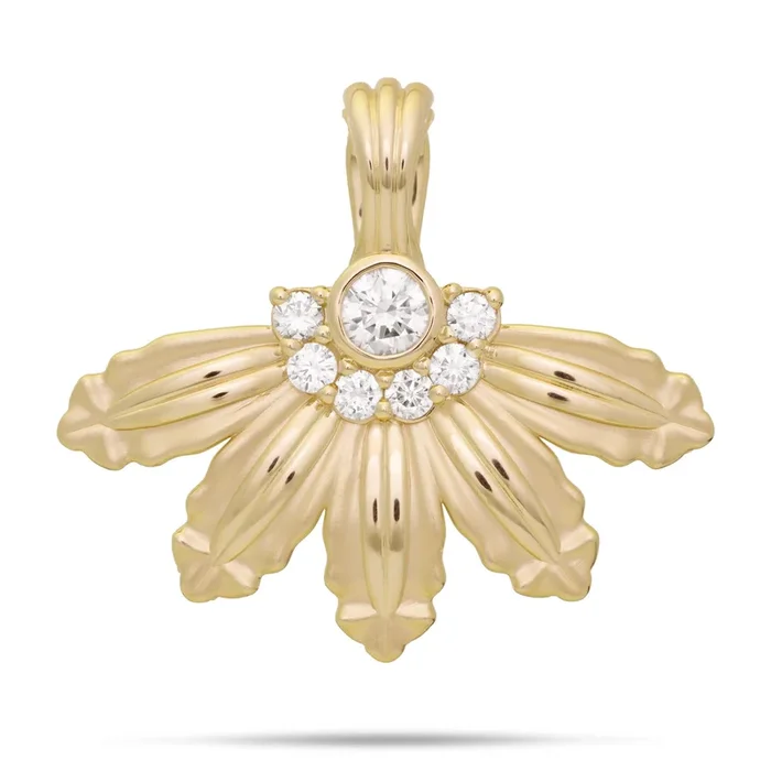 Mountain Naupaka Pendant in Gold with Lab Grown Diamonds – 40mm