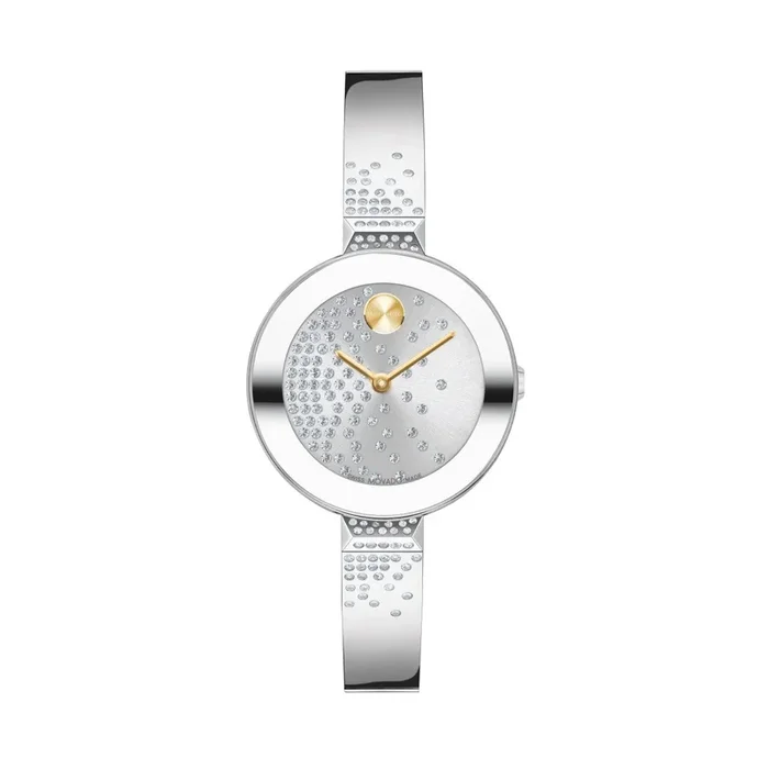Movado BOLD with 28MM Grey Round Dial and Stainless Steel Bangle Bracelet. 3600925