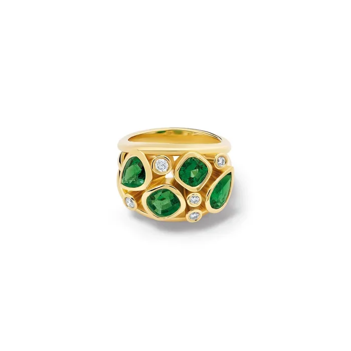 Multi Aeneus Ring 18ct Yellow Gold – Demantoid Green Garnet & Diamond