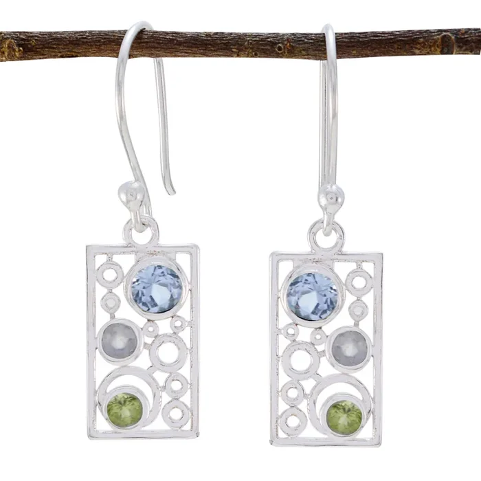 Multi American Ji-eun multiple Dangle multicolor 925 Silver Earring