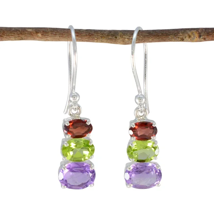 Multi American Riley multiple Dangle multicolor Sterling Silver Earring