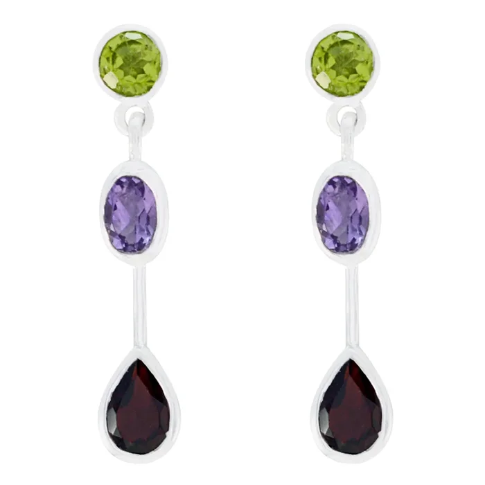 Multi Australian Laura multiple Stud multicolor Silver Earring
