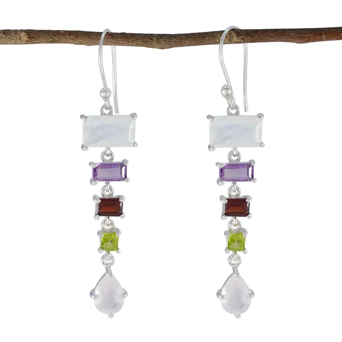 Multi Australian Savannah Penta Dangle multicolor Silver Earring