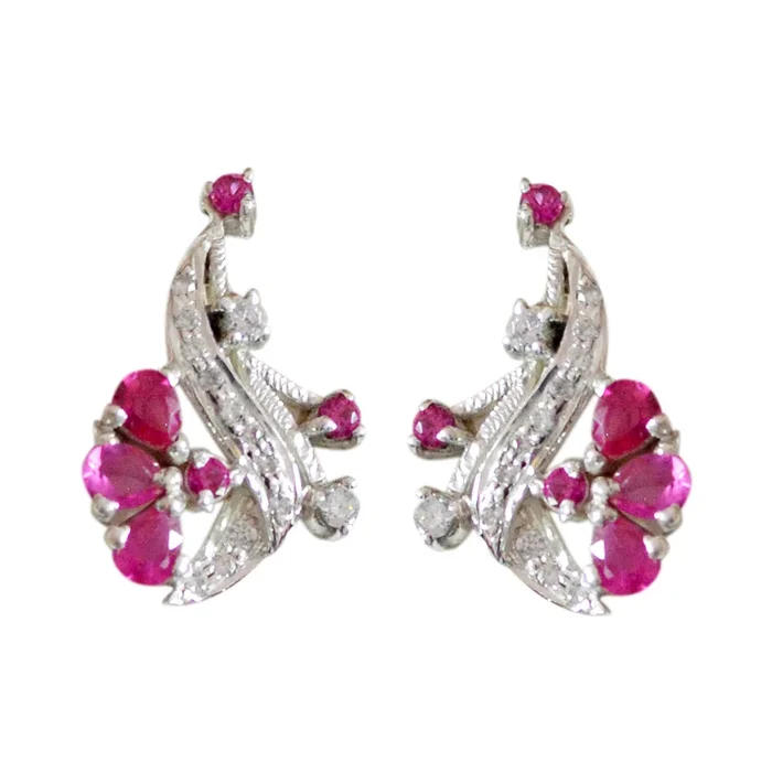 Multi CZ French Abigail multiple Stud multicolor Sterling Silver Earring
