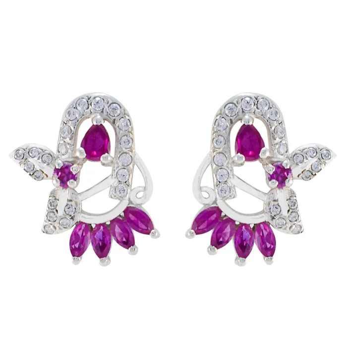 Multi CZ French Camilla multiple Stud multicolor Silver Earring