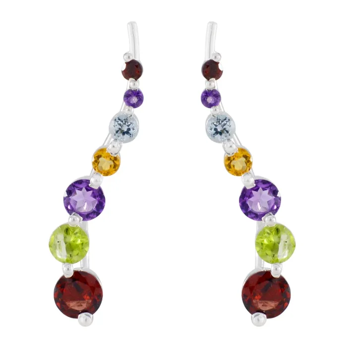 Multi French Yan multiple EarCuff multicolor 925 Silver Earring