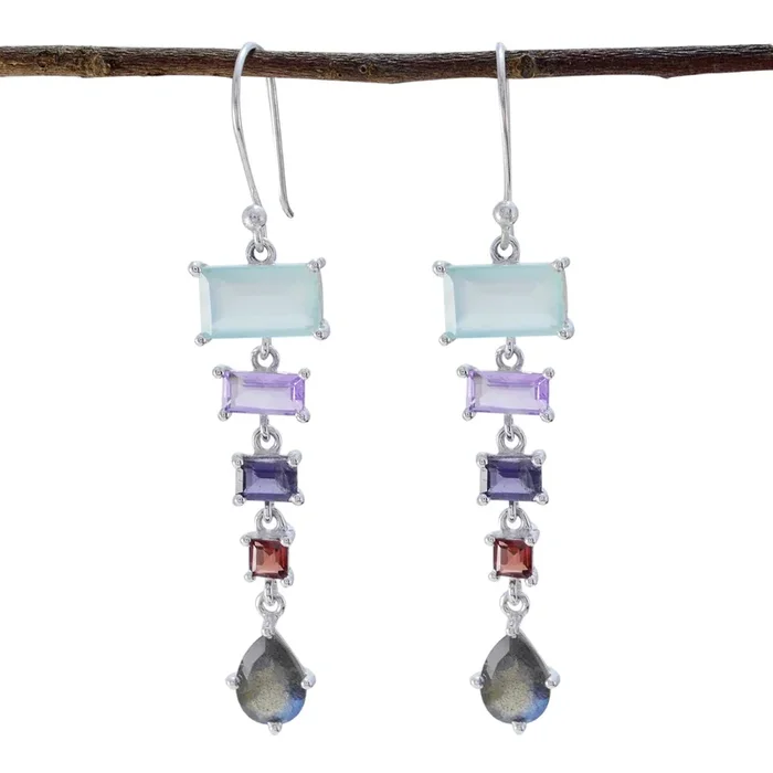 Multi German Camila multiple Dangle multicolor 925 Sterling Silver Earring