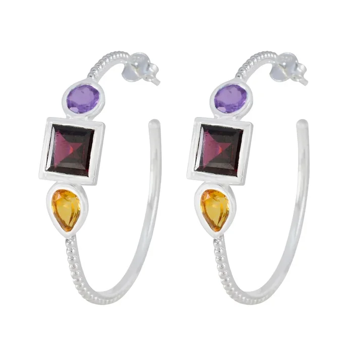 Multi German Jia Trilogy Stud multicolor Sterling Silver Earring