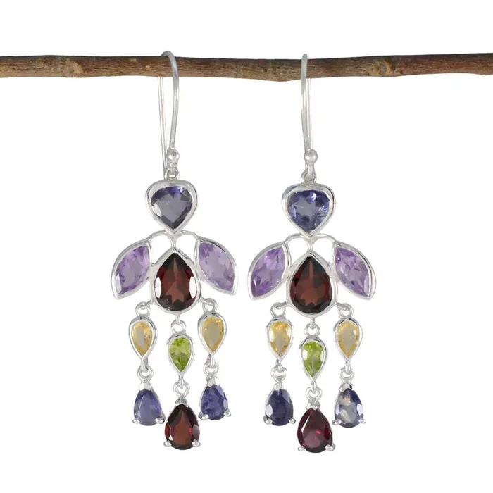 Multi German Seo-yeon multiple Dangle multicolor 925 Silver Earring