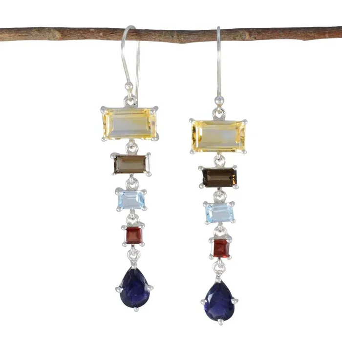 Multi German Sophia Penta Dangle multicolor 925 Sterling Silver Earring