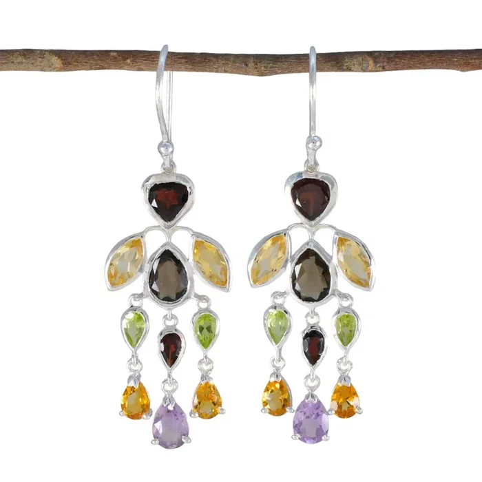 Multi Italian Alejandra multiple Dangle multicolor Sterling Silver Earring