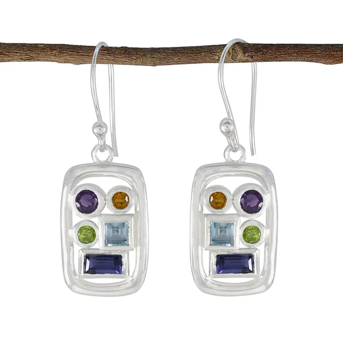 Multi Italian Isadora Penta Dangle multicolor 925 Silver Earring