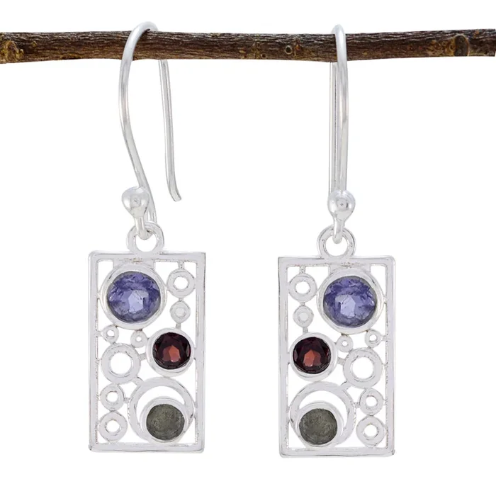 Multi Korean Alina multiple Dangle multicolor Sterling Silver Earring