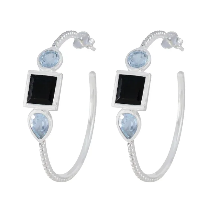 Multi Korean Ayaka Trilogy Stud multicolor Sterling Silver Earring