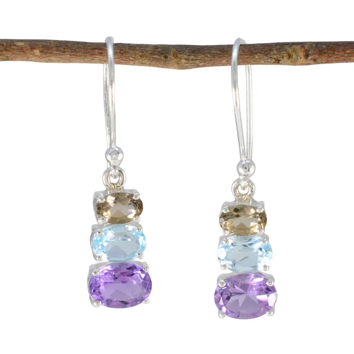 Multi Korean Sarah multiple Dangle multicolor 925 Silver Earring