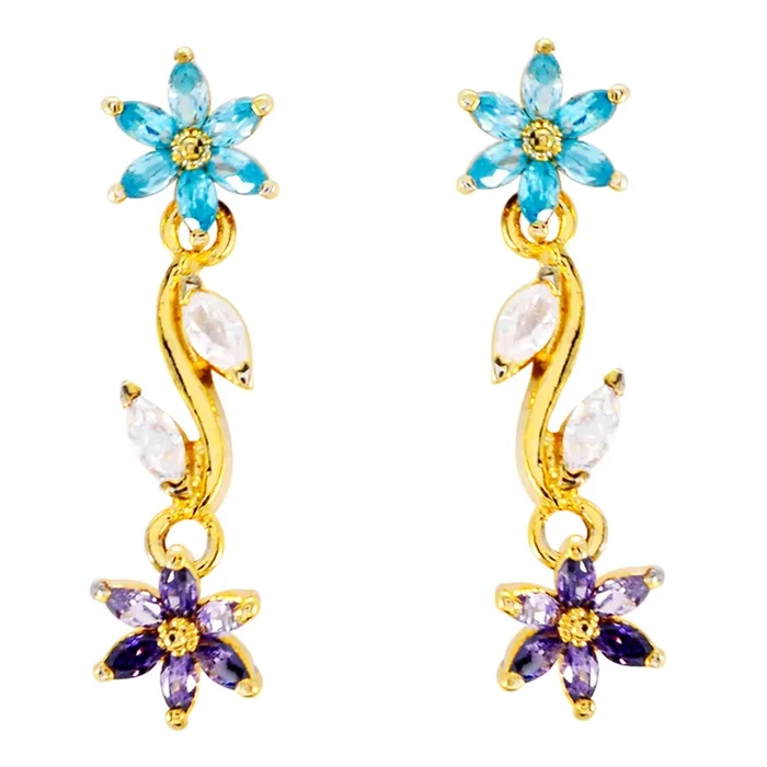 Multi Latin American Ella multiple Stud multicolor Silver Earring