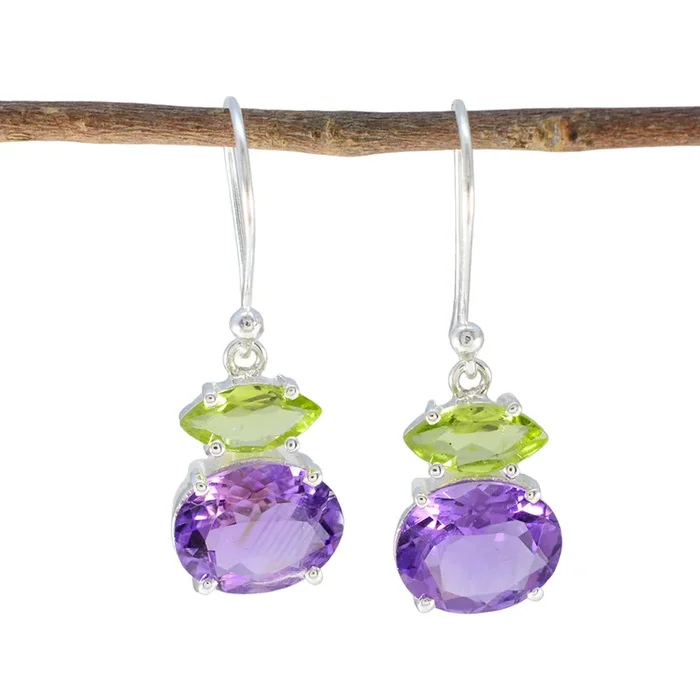 Multi Latin American Hua multiple Dangle multicolor 925 Sterling Silver Earring