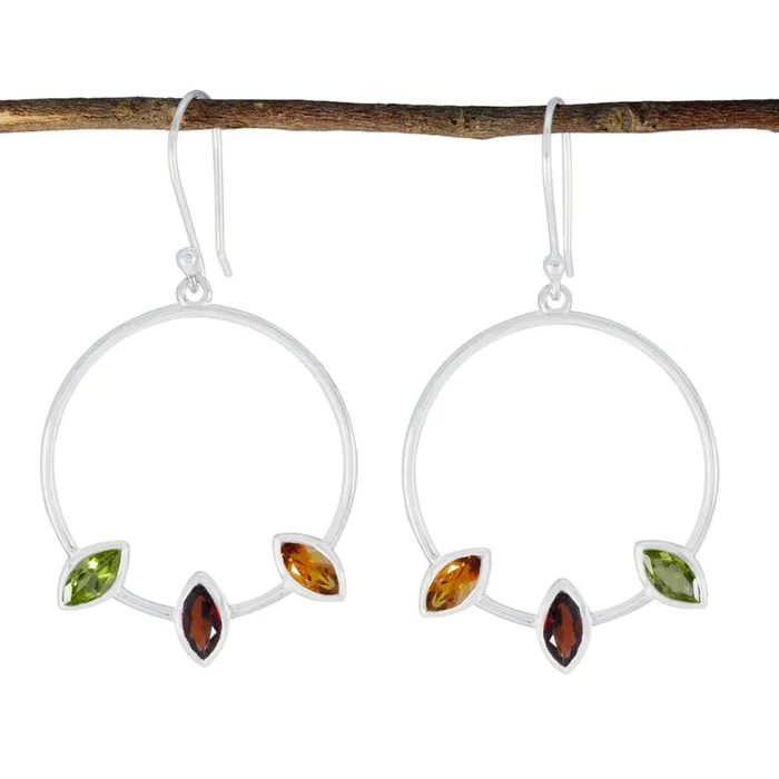 Multi Latin American Natalie Trilogy Dangle multicolor 925 Silver Earring
