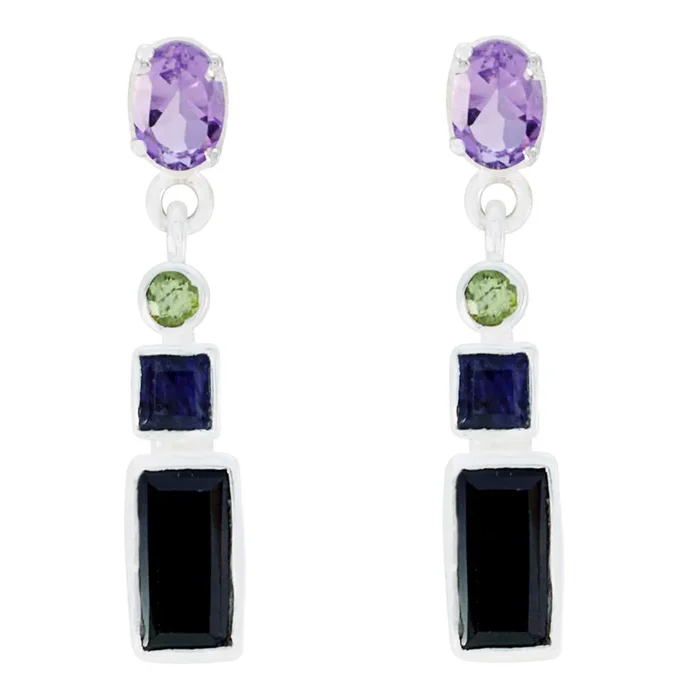 Multi Mexican Lucy multiple Dangle multicolor 925 Sterling Silver Earring