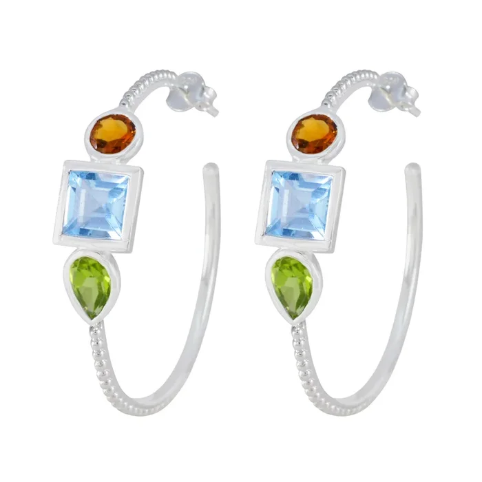Multi Mexican Sophia Trilogy Stud multicolor Silver Earring