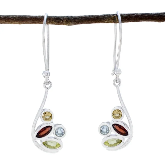 Multi Middle Eastern Aaliyah quarter Dangle multicolor 925 Sterling Silver Earring