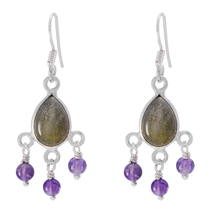 Multi Russian Greta multiple Dangle multicolor 92.5 Silver Earring