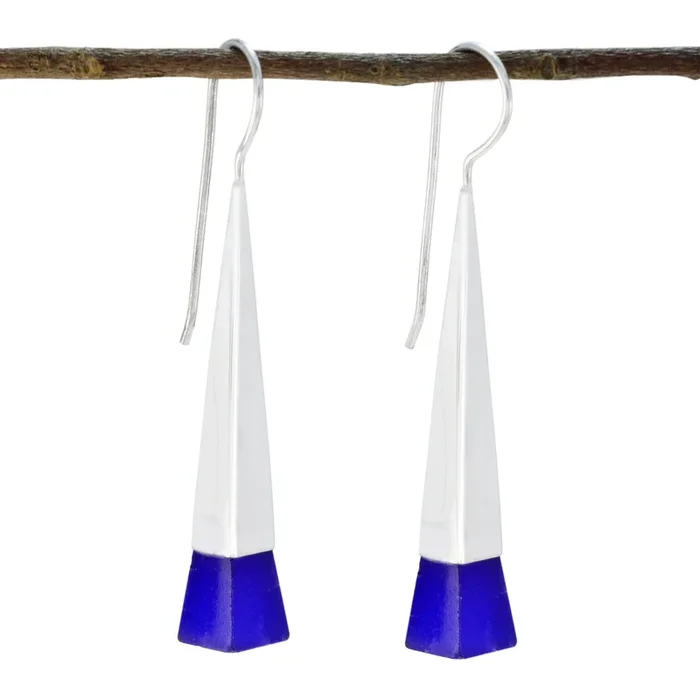 Multi Russian Penelope Solitaire Dangle multicolor Silver Earring