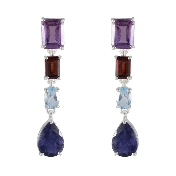 Multi Spanish Nayara quarter Stud multicolor 92.5 Silver Earring