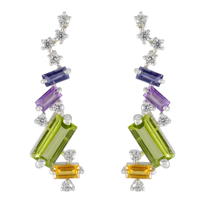 Multi Turkish Ángeles multiple Stud multicolor Silver Earring