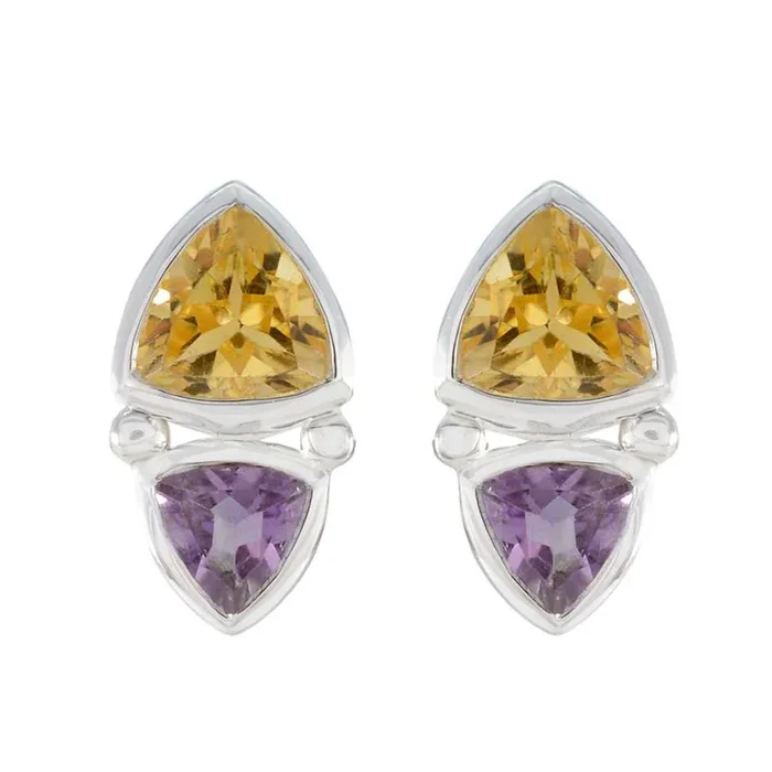 Multi Turkish Aria Toi et Moi Stud multicolor 925 Sterling Silver Earring