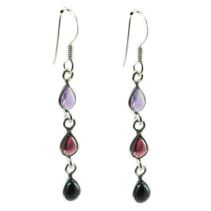 Multi Turkish Pilar multiple Dangle multicolor Silver Earring
