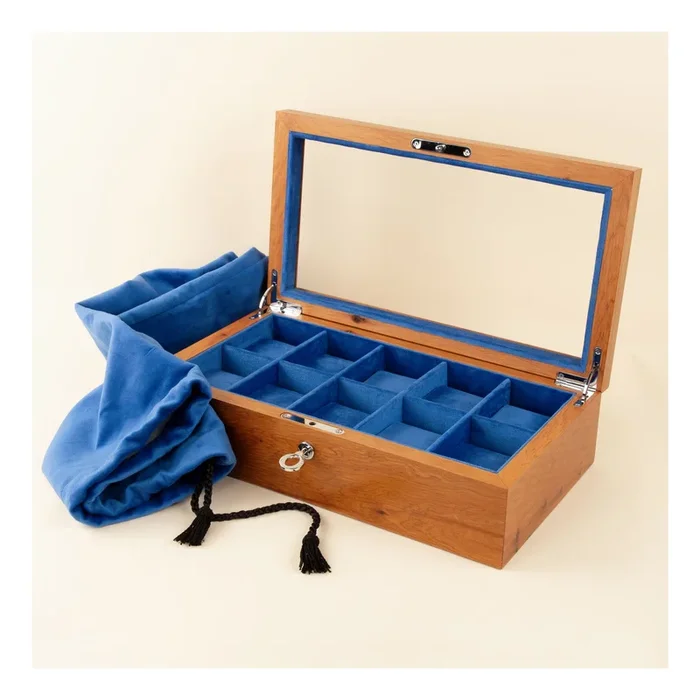 My Watch Hotel London 10 watch box in wood and blue velvet – Lepage