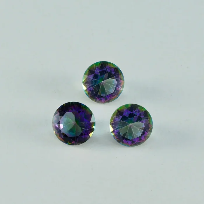 Mystic Quartz 1PC Large 10×10 MM Round Faceted Multicolor Shine Semi Precious Loose Gemstones