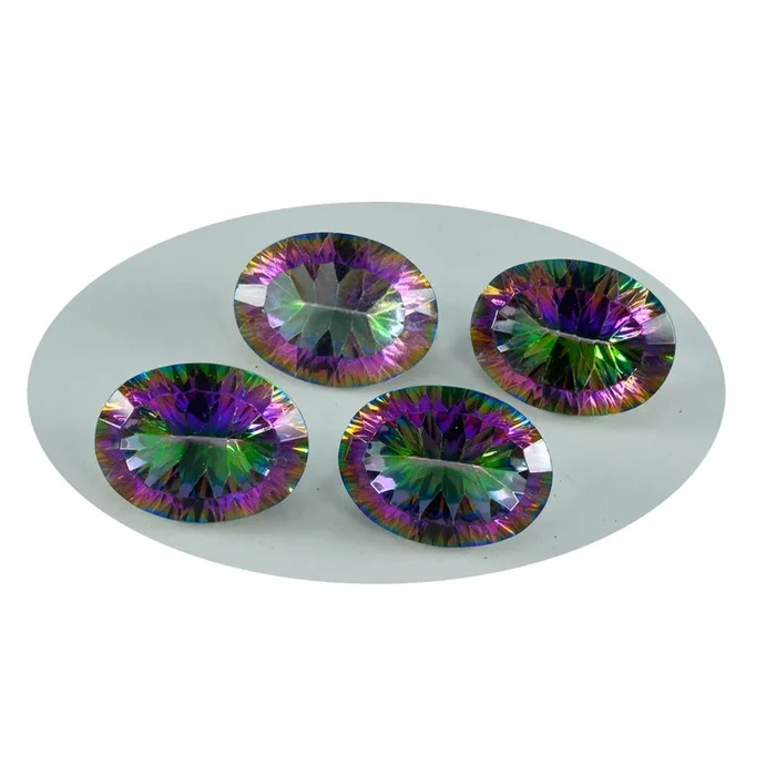 Mystic Quartz 1PC Medium 8×10 MM Oval Faceted Multicolor Polished Semi Precious Loose Gemstones