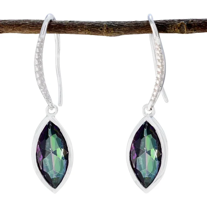 Mystic Quartz American Julia Solitaire Dangle multicolor Silver Earring