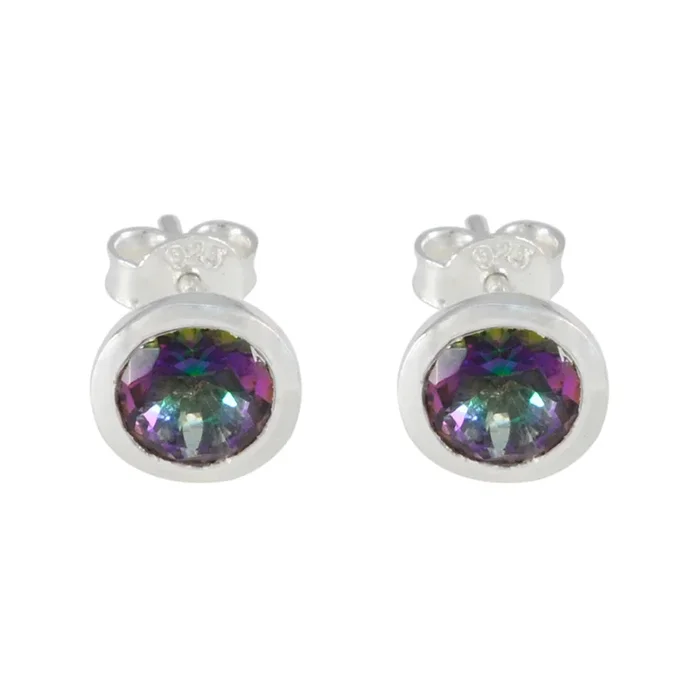 Mystic Quartz Australian Yasmine Solitaire Stud multicolor 92.5 Silver Earring